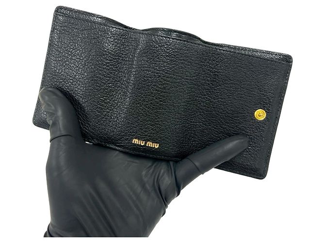 Cartera tri-fold Miu Miu de piel negra Negro - vista 7