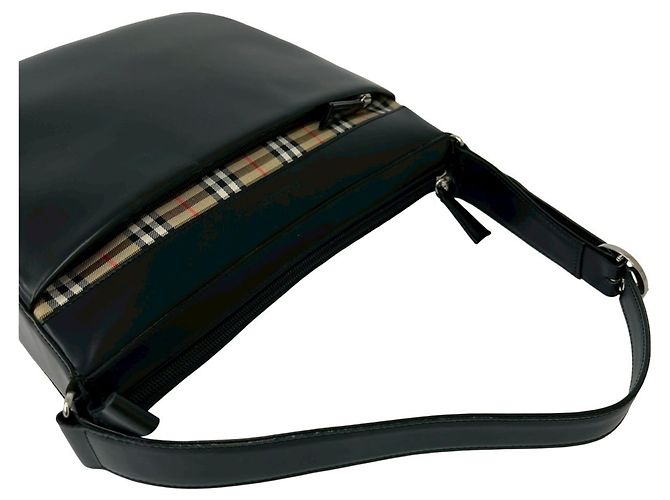 Burberry Vintage Nova Check Pattern Lederschultertasche Schwarz Beige - Ansicht 4