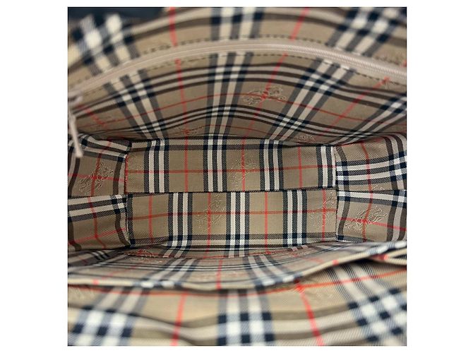 Burberry Vintage Nova Check Pattern Lederschultertasche Schwarz Beige - Ansicht 9