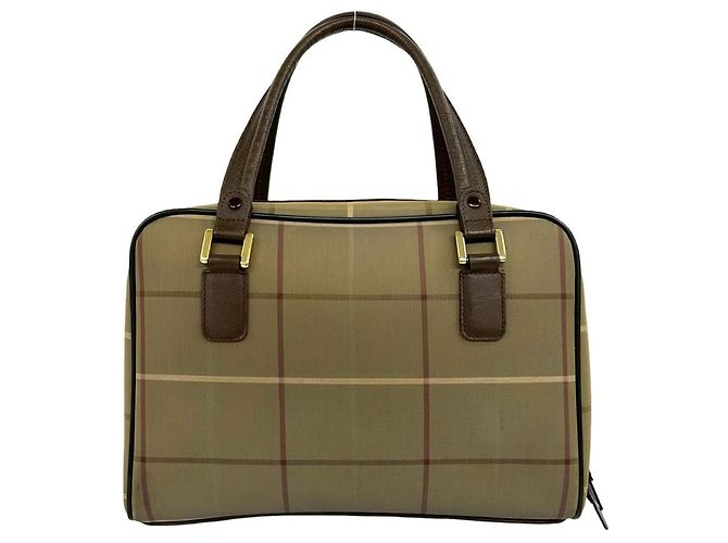 Borsa a mano Burberrys Shadow Horse Nova Check in tela e pelle Marrone Cachi - vista 3