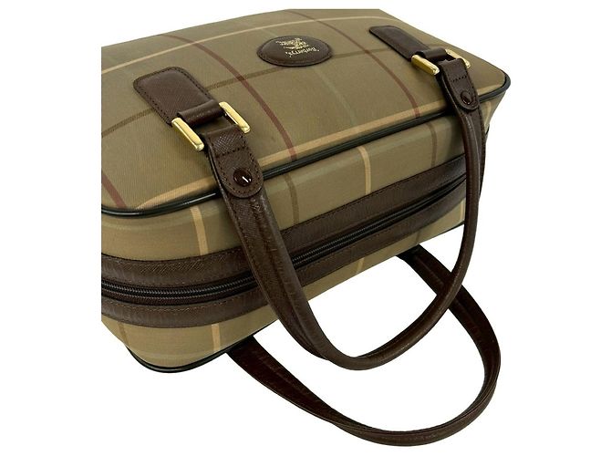 Borsa a mano Burberrys Shadow Horse Nova Check in tela e pelle Marrone Cachi - vista 4