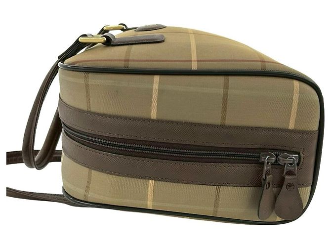 Borsa a mano Burberrys Shadow Horse Nova Check in tela e pelle Marrone Cachi - vista 5
