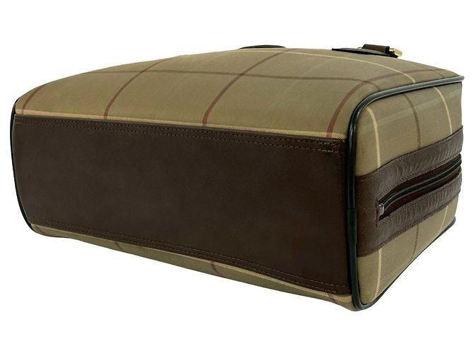 Borsa a mano Burberrys Shadow Horse Nova Check in tela e pelle Marrone Cachi - vista 8