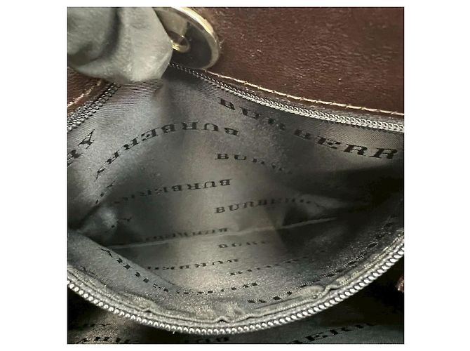 Borsa a tracolla Burberry Nova Check in tela e pelle Marrone Beige - vista 10