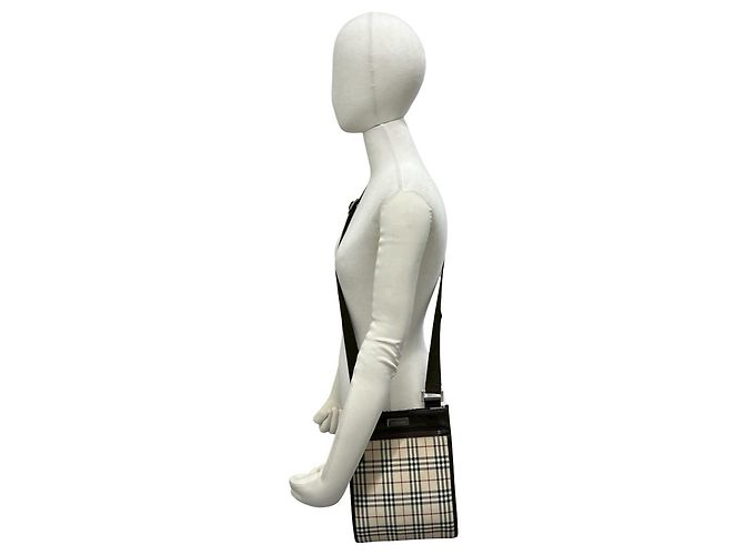 Borsa a tracolla Burberry Nova Check in tela e pelle Marrone Beige - vista 2