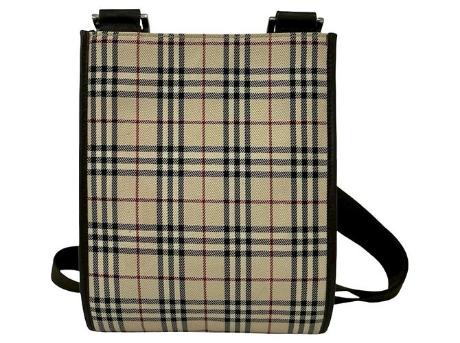 Borsa a tracolla Burberry Nova Check in tela e pelle Marrone Beige - vista 3
