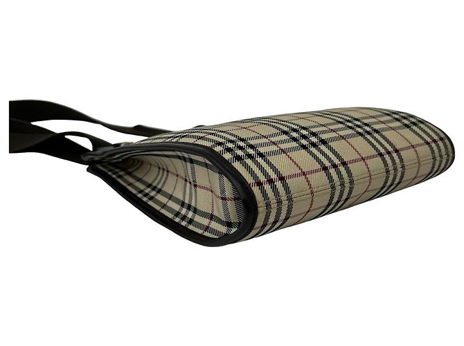 Borsa a tracolla Burberry Nova Check in tela e pelle Marrone Beige - vista 8