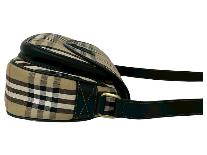 Burberry Vintage Nova Check Schultertasche Schwarz Beige - Ansicht 6