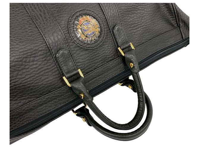 Burberry Vintage Logo Nova Check Pattern Leder Boston Bag Schwarz - Ansicht 4