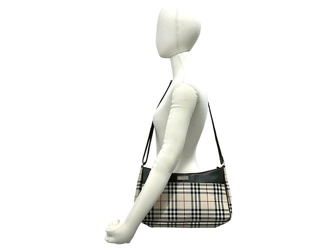 Borsa a tracolla Burberry Nova Check in tela e pelle Marrone Beige - vista 2