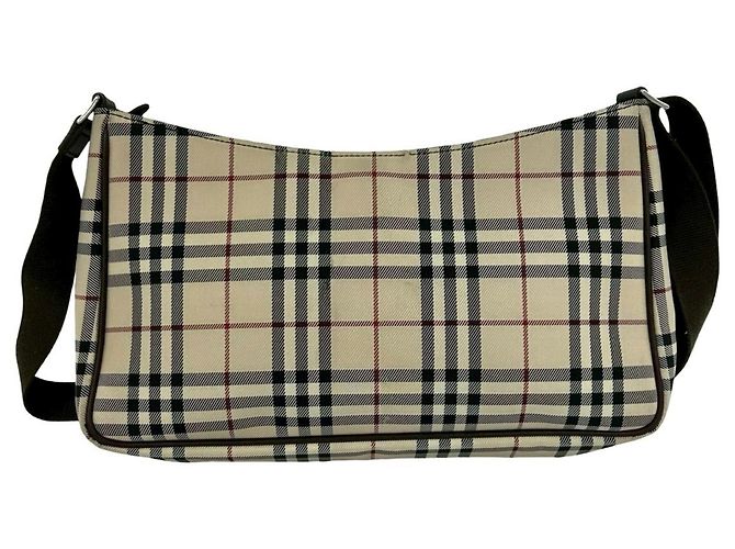 Borsa a tracolla Burberry Nova Check in tela e pelle Marrone Beige - vista 3