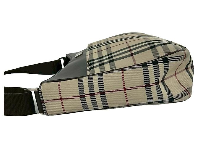 Borsa a tracolla Burberry Nova Check in tela e pelle Marrone Beige - vista 5