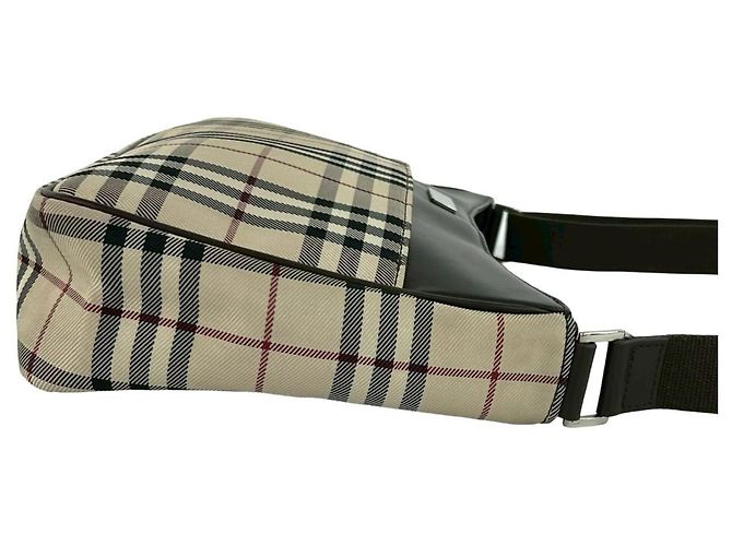 Borsa a tracolla Burberry Nova Check in tela e pelle Marrone Beige - vista 6
