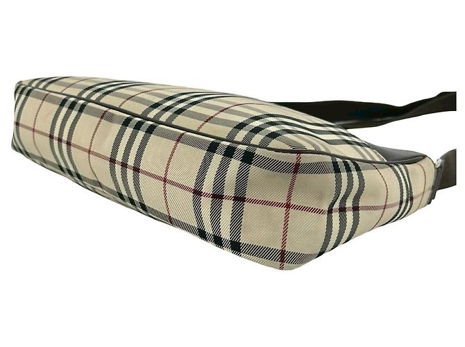 Borsa a tracolla Burberry Nova Check in tela e pelle Marrone Beige - vista 8