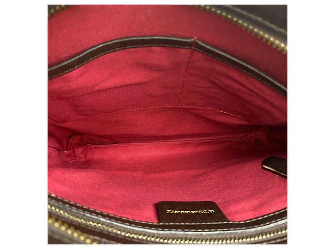 Borsa a tracolla Burberry Nova Check in pelle e lana Marrone Beige - vista 9
