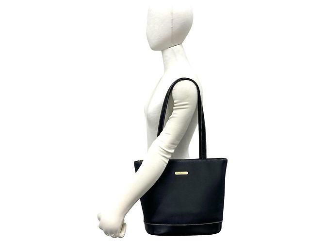 Burberry Vintage Logo Hardware Nova Check Leder Tote Bag Schwarz - Ansicht 2