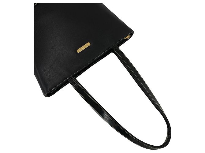 Burberry Vintage Logo Hardware Nova Check Leder Tote Bag Schwarz - Ansicht 4