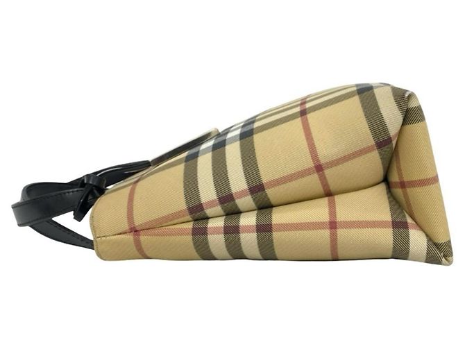 Mini borsa tote Burberry Nova Check in tela e pelle Nero Beige - vista 5