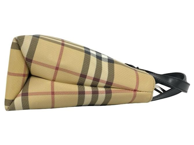 Mini borsa tote Burberry Nova Check in tela e pelle Nero Beige - vista 6