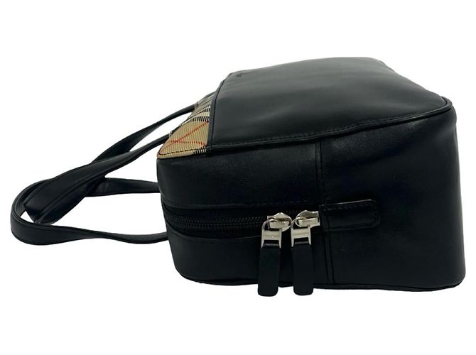 Burberry Nova Check Ledertote mit eingraviertem Logo Schwarz - Ansicht 5
