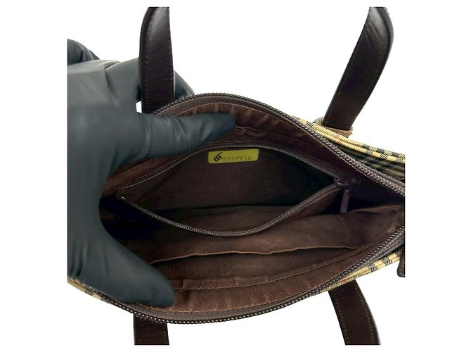 Borsa Burberry Nova Check in tela e pelle Marrone Beige - vista 10