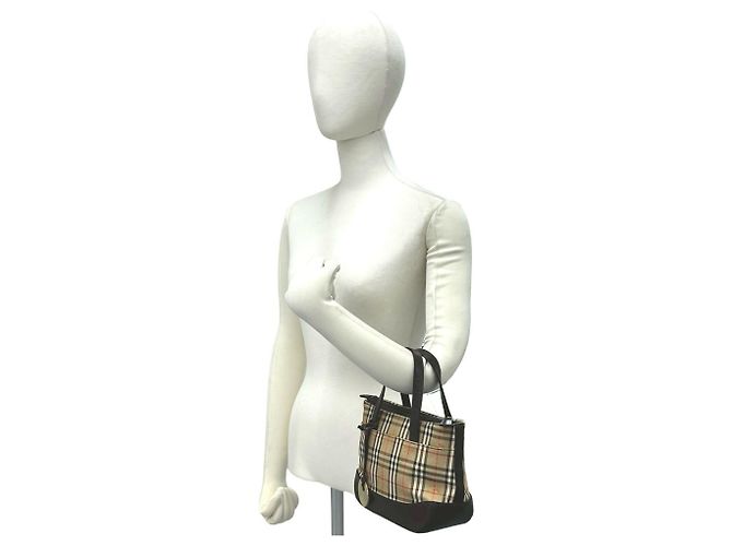 Borsa Burberry Nova Check in tela e pelle Marrone Beige - vista 2