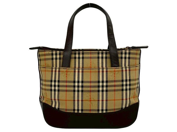 Borsa Burberry Nova Check in tela e pelle Marrone Beige - vista 3