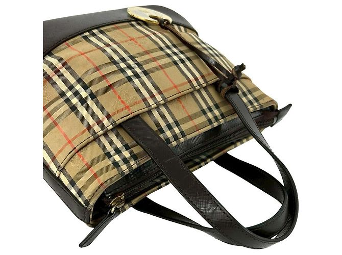 Borsa Burberry Nova Check in tela e pelle Marrone Beige - vista 4