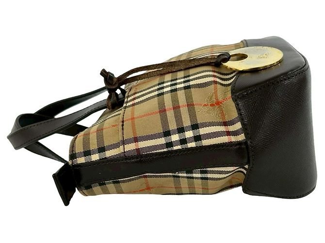 Borsa Burberry Nova Check in tela e pelle Marrone Beige - vista 5