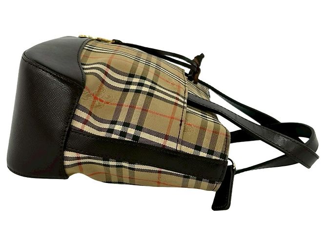 Borsa Burberry Nova Check in tela e pelle Marrone Beige - vista 6