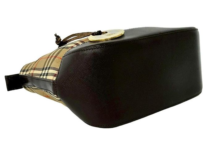 Borsa Burberry Nova Check in tela e pelle Marrone Beige - vista 7
