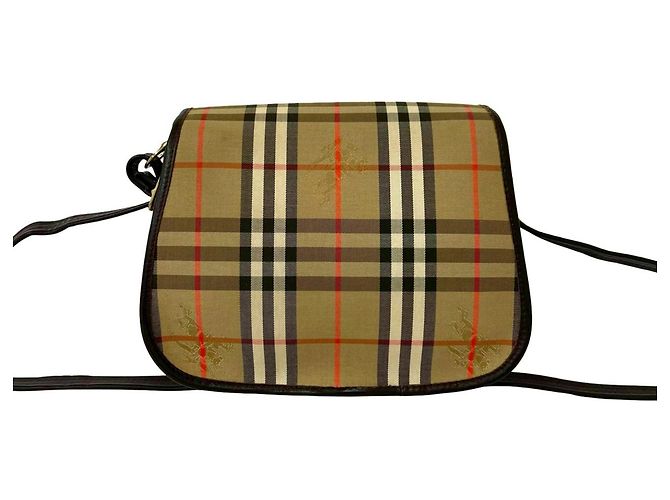 Borsa a tracolla Burberry Nova Check Shadow Horse Pattern in tela e pelle Marrone Beige - vista 3