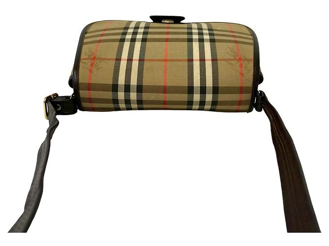 Borsa a tracolla Burberry Nova Check Shadow Horse Pattern in tela e pelle Marrone Beige - vista 4
