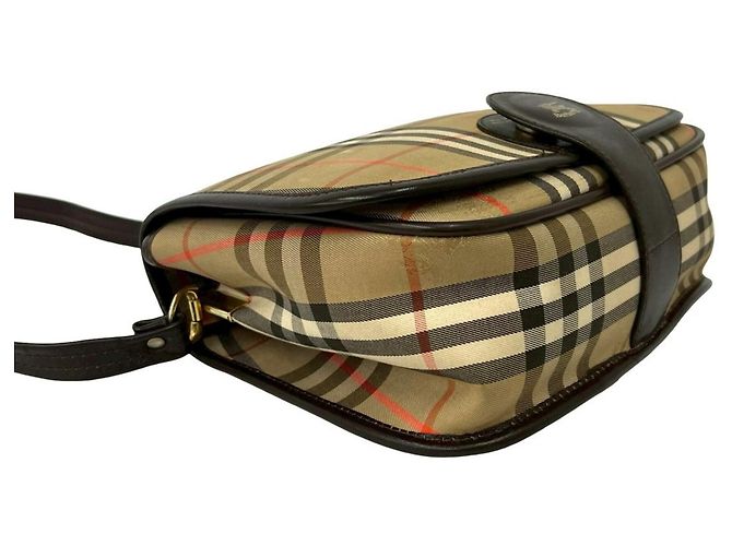 Borsa a tracolla Burberry Nova Check Shadow Horse Pattern in tela e pelle Marrone Beige - vista 7