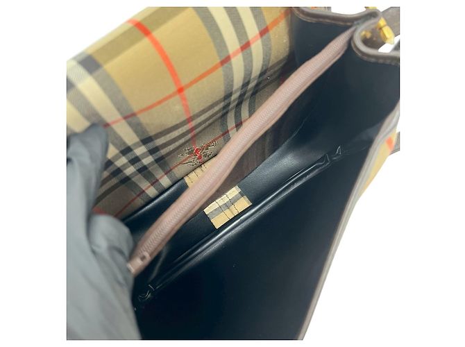 Borsa a tracolla Burberry Nova Check Shadow Horse Pattern in tela e pelle Marrone Beige - vista 9