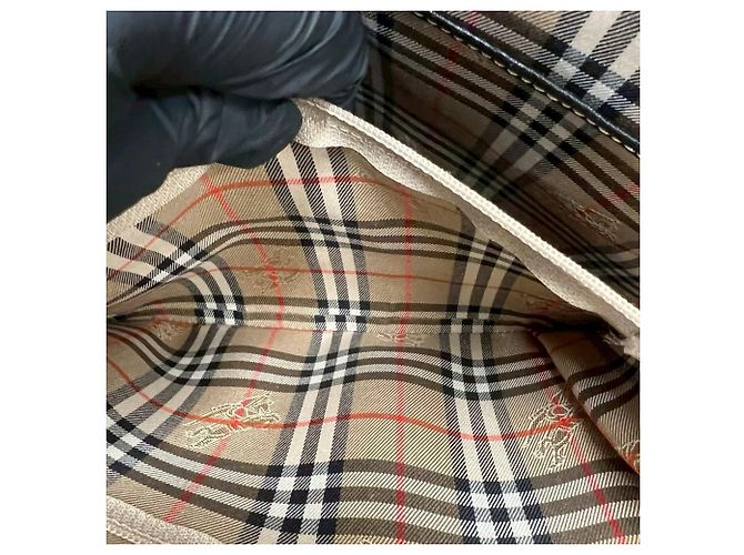 Borsa Tote in pelle Burberry Nova Check Nero - vista 10