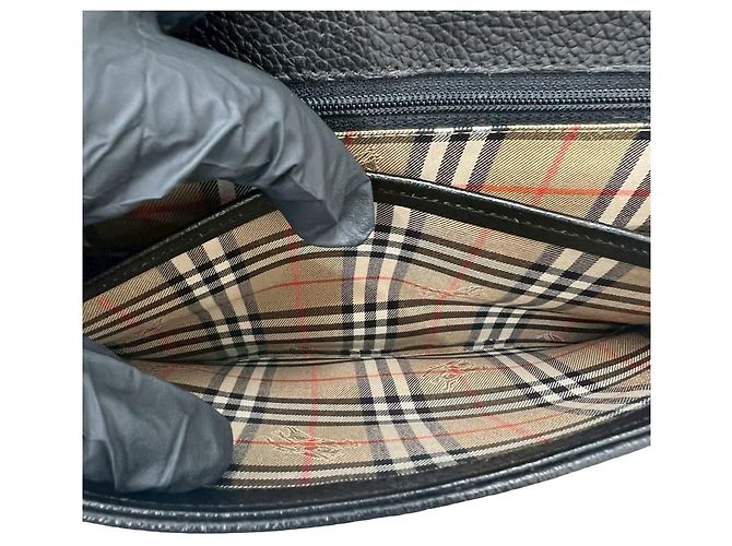 Burberry Vintage Nova Check Pattern Lederhandtasche Schwarz - Ansicht 10