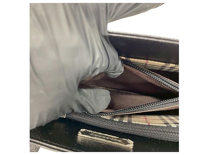 Burberry Nova Check Pattern Lederhandtasche Schwarz - Ansicht 10