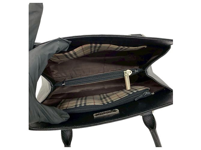 Burberry Nova Check Pattern Lederhandtasche Schwarz - Ansicht 9