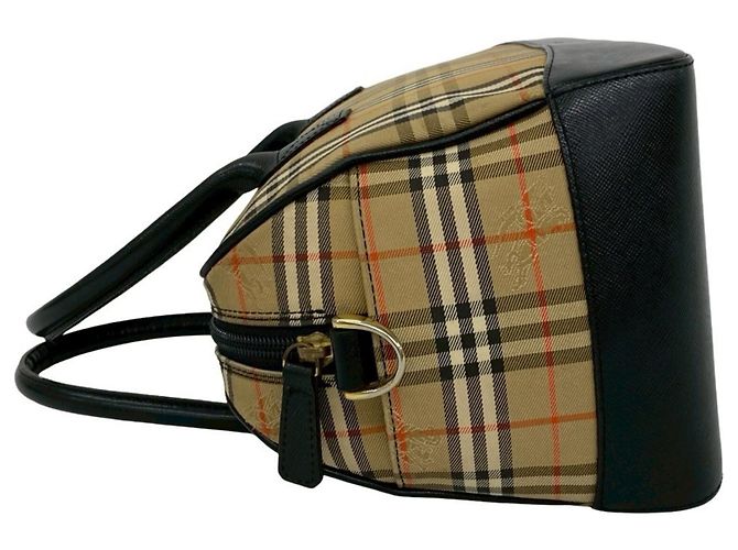 Mini borsa a tracolla Burberry Nova Check in tela e pelle Nero Beige - vista 5