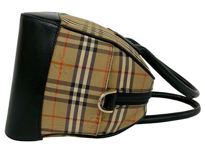 Mini borsa a tracolla Burberry Nova Check in tela e pelle Nero Beige - vista 6