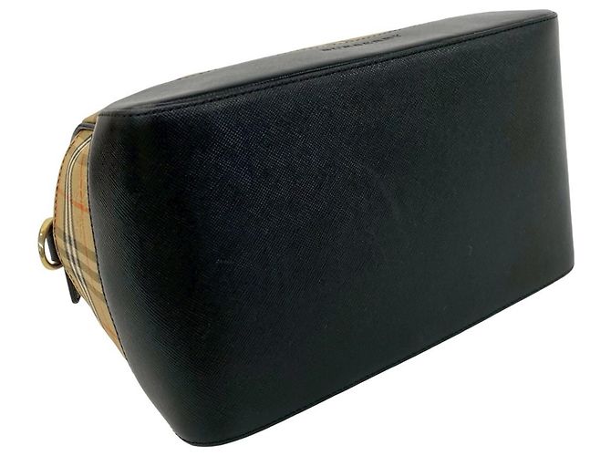 Mini borsa a tracolla Burberry Nova Check in tela e pelle Nero Beige - vista 7