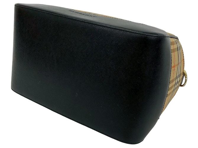Mini borsa a tracolla Burberry Nova Check in tela e pelle Nero Beige - vista 8