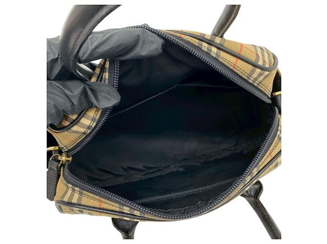 Mini borsa a tracolla Burberry Nova Check in tela e pelle Nero Beige - vista 9