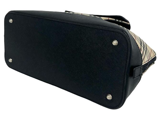 Burberry Nova Check Handtasche Schwarz Beige - Ansicht 8
