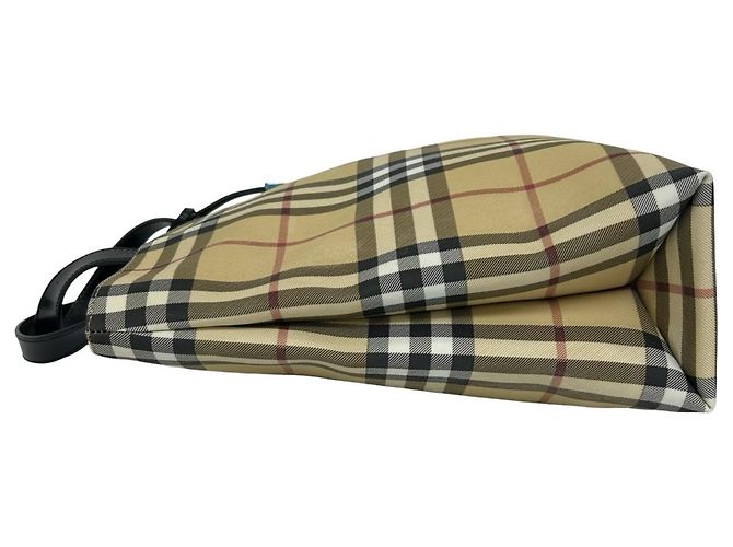 Burberry Nova Check Pattern Lederhandtasche Schwarz Beige - Ansicht 5