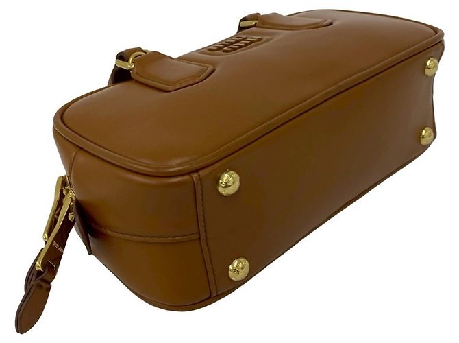 Borsa a mano in pelle Miu Miu Miu Arcadi Logo Marrone - vista 7