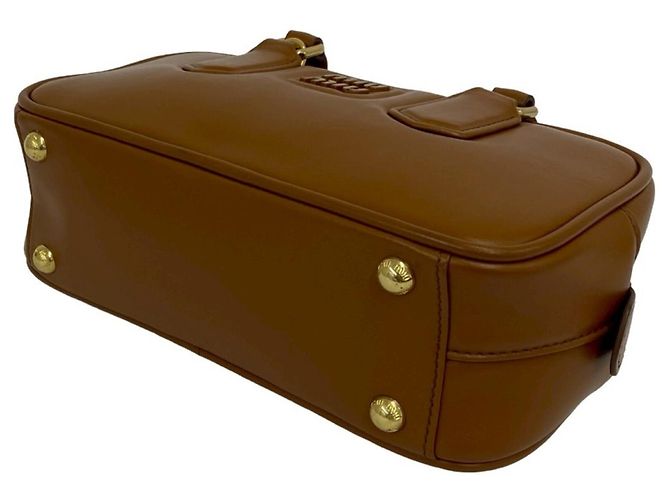 Borsa a mano in pelle Miu Miu Miu Arcadi Logo Marrone - vista 8