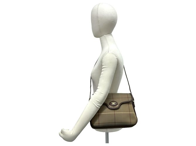 Borsa a tracolla Burberry Shadow Horse Logo Nova Check Pattern Marrone Cachi - vista 2