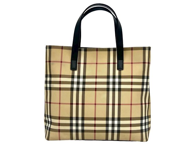 Burberry Nova Check Pattern Handtasche Mini Tote Schwarz Beige - Ansicht 3